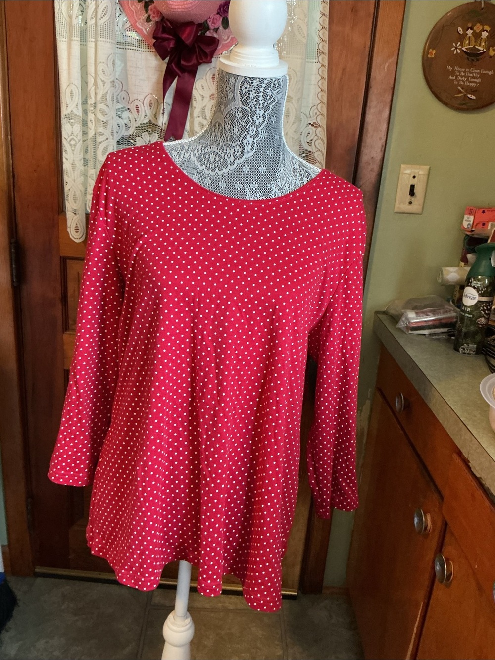 Rebecca Malone Red Polka Dot Long-Sleeve Tunic